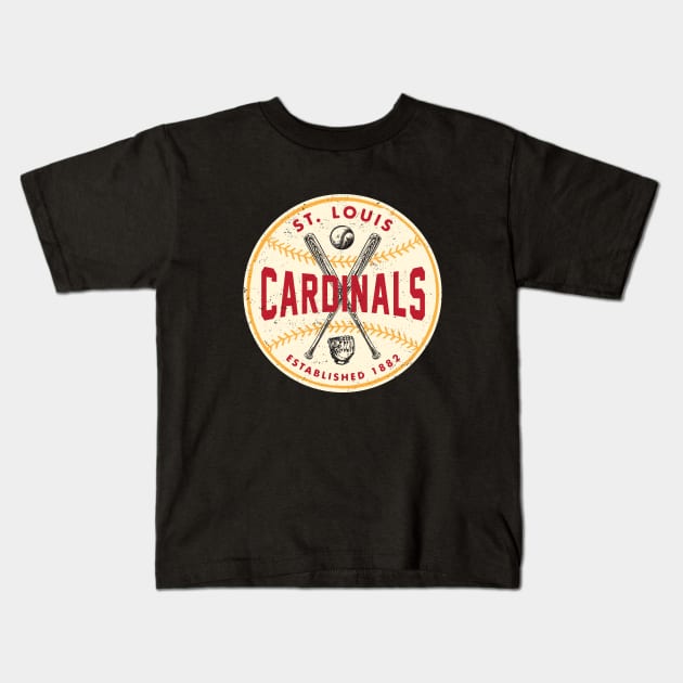 Vintage St. Louis Cardinals 3 by Buck Tee Originals Kids T-Shirt by Buck Tee